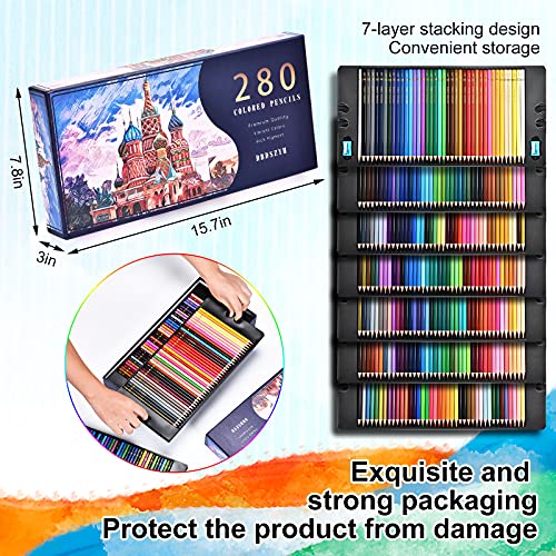 DEDSZYH 280-Color Artist Colored Pencils Set for Adult Coloring
