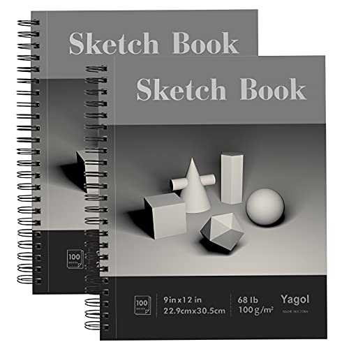 Yagol Sketch Book 9x12 Inch 100 Sheets Pack of 2, 68LB/100GSM Sketch Pad  with Spiral-Bound Drawing Pad for Kids for… - Colored Pencils.net