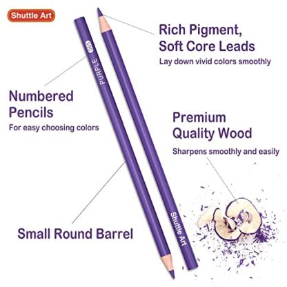 Shuttle Art 172 Colored Pencils, Soft Core Color Pencil Set for Adult Coloring Books Artist Drawing Sketching Crafting - Image 5