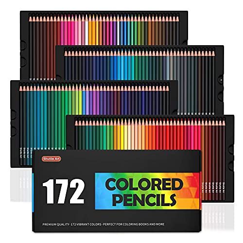 Shuttle Art 172 Colored Pencils, Soft Core Color Pencil Set for Adult
