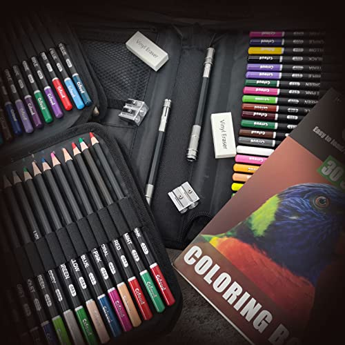 Ccfoud 200 Colored Pencils, Coloring Pencils ZipperCase Set