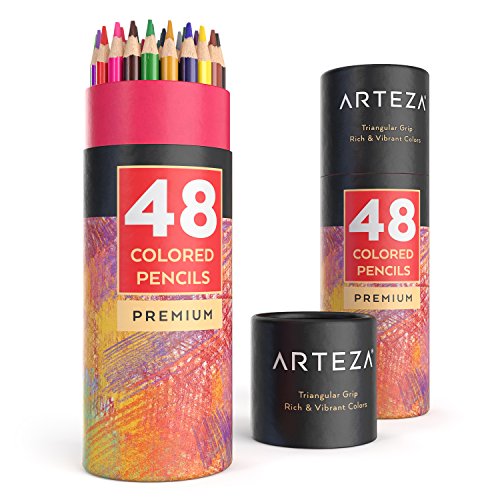 ARTEZA Colored Pencils for Adult Coloring, 48 Colors, Soft Drawing