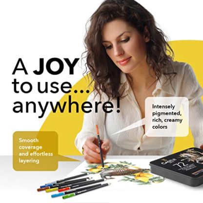Castle Art Supplies 72 Colored Pencils Set | Quality Soft Core Colored Leads for Adult Artists, Professionals and Colorists | Protected and Organized in Presentation Tin Box - Image 5