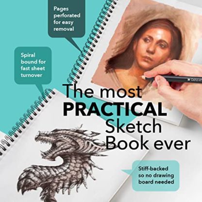 Castle Art Supplies Premium Sketch Books 9in x 12in | Double Sketch Pad Pack | 200 Sheets of Quality 90gsm Paper | for Adult Artists and Learners | Spiral Bound for Versatility - Image 3