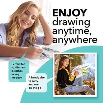 Castle Art Supplies Premium Sketch Books 9in x 12in | Double Sketch Pad Pack | 200 Sheets of Quality 90gsm Paper | for Adult Artists and Learners | Spiral Bound for Versatility - Image 5
