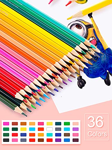 Deli 36 Pack Colored Pencils with Built-in Sharpener in Tube Cap, Vibrant Color Presharpened Pencils for School Kids Teachers, Soft Core Art Drawing for Coloring, Sketching, and Painting - Image 3