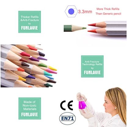FUNLAVIE 24 Colored Pencils for Adult Coloring Books,Soft Core Coloring Pencils Set,Drawing Pencils for sketching & Painting,Art Pencils & Art Supplies for Adults and Teens,Oil-Based with Sharpener - Image 4