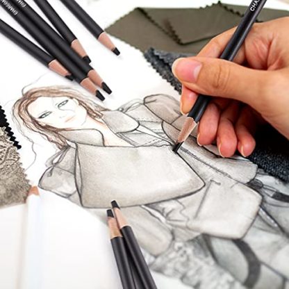 PANDAFLY Professional Charcoal Pencils Drawing Set - 8 Pieces Soft Medium and Hard Charcoal Pencils for Drawing, Sketching, Shading - Image 8