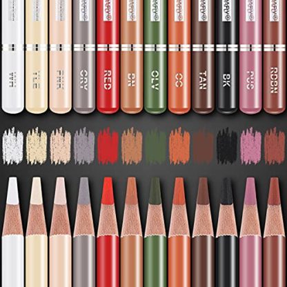 PANDAFLY Professional Colored Charcoal Pencils Drawing Set, Skin Tone Colored Pencil, Pastel Chalk Pencils for Sketching, Shading, Coloring, Layering & Blending, 12 Colors - Image 4