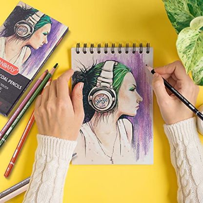 PANDAFLY Professional Colored Charcoal Pencils Drawing Set, Skin Tone Colored Pencil, Pastel Chalk Pencils for Sketching, Shading, Coloring, Layering & Blending, 12 Colors - Image 5