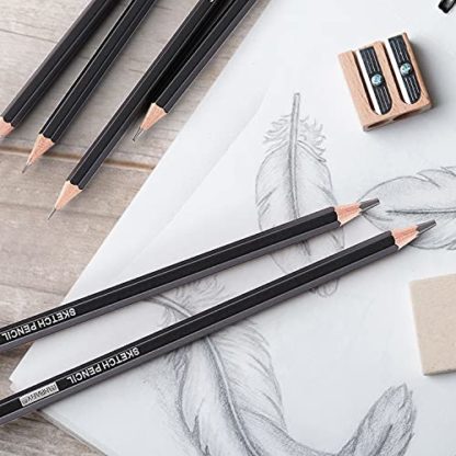 PANDAFLY Professional Drawing Sketching Pencil Set - 12 Pieces Graphite Pencils(14B - 2H), Ideal for Drawing Art, Sketching, Shading, Artist Pencils for Beginners & Pro Artists - Image 5