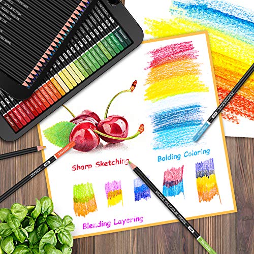 Soucolor 180-Color Artist Colored Pencils Set for Adult Coloring Books, Soft Core, Professional Numbered Art Drawing Pencils for Sketching Shading Blending Crafting, Gift Tin Box for Beginners Kids - Image 4