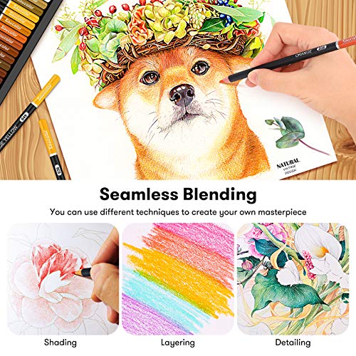 Soucolor 180-Color Artist Colored Pencils Set for Adult Coloring Books, Soft Core, Professional Numbered Art Drawing Pencils for Sketching Shading Blending Crafting, Gift Tin Box for Beginners Kids - Image 5