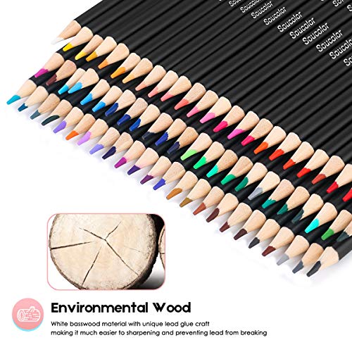 Soucolor 72Color Colored Pencils for Adult Coloring Books, Soft Core