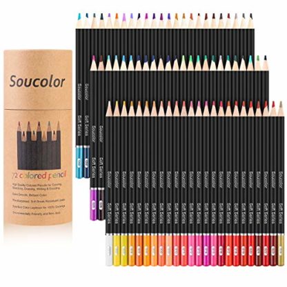 Soucolor 72-Color Colored Pencils for Adult Coloring Books, Back to School Supplies, Soft Core, Artist Drawing Sketching Pencils Set, Art Supplies Kit Gifts for Kids Teens Beginners Blending Shading