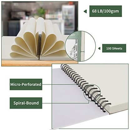 Sketch Book 8.5"x11", Spiral Sketchbook Pack of 2, SuFly 200 Sheets (68 lb/100gsm) Acid Free Sketch Pads for Drawing for Adults Spiral Bound with Hard Cover for Kids & Adults, 100 Sheets Each - Image 3