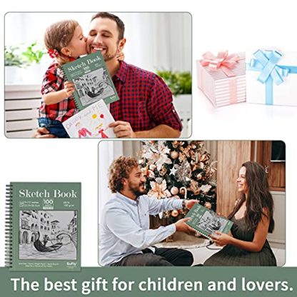 Sketch Book 8.5"x11", Spiral Sketchbook Pack of 2, SuFly 200 Sheets (68 lb/100gsm) Acid Free Sketch Pads for Drawing for Adults Spiral Bound with Hard Cover for Kids & Adults, 100 Sheets Each - Image 7
