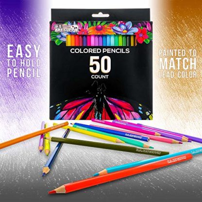 U.S. Art Supply 50 Piece Adult Coloring Book Artist Grade Colored Pencil Set -Vibrant Colors, Smooth Art Drawing, Sketching, Shading, Blending - Fun Activities for Students, Beginners, All Ages - Image 4