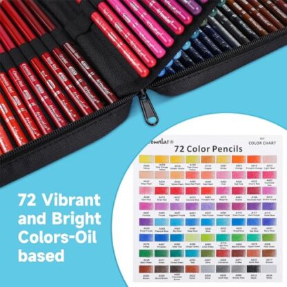 Artownlar Premium 72 Colored Pencils with Coloring Books Set, Artist Soft Core Vibrant Colors, Blending Shading Drawing Sketching Art Supplies, Oil Based Gift Case for Adults Girls Teens. - Image 5