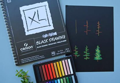 Canson XL Series Drawing Paper, Black, Wirebound Pad, 9x12 inches, 40 Sheets (92lb/150g) - Artist Paper for Adults and Students - Colored Pencil, Ink, Pastel, Marker - Image 3