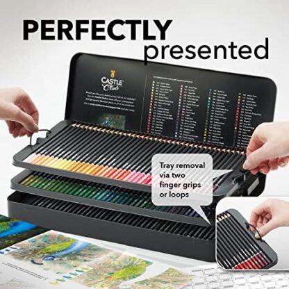 Castle Art Supplies 120 Watercolor Pencils Set | Quality Vibrant Pigments | Draw and Paint at Same Time | For Adult Artists and Professionals | Protected and Organized in Presentation Tin - Image 3