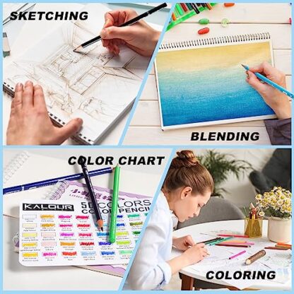 KALOUR Premium Colored Pencils for Adult Coloring Book,Set of 50 Colors,with Zipper Slot Pencil Case,Soft Core,Ideal for Layering Blending,for Artists Beginners - Image 5