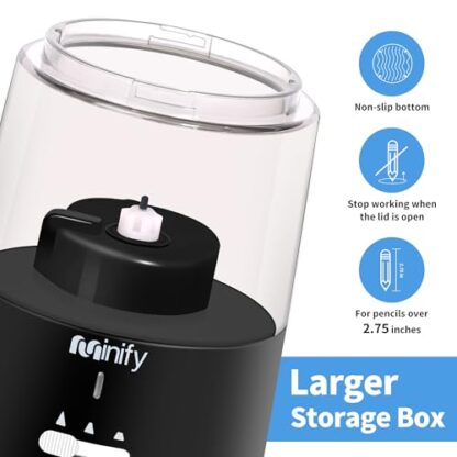 Minify Pencil Sharpener Electric Pencil Sharpener Heavy Duty Blade Rechargeable Battery Powered Pencil Sharpeners for 6-8mm Colored Pencils Auto Stop Fast Sharpen in 3s (Black) - Image 8