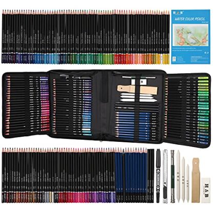 YBLANDEG Drawing and Sketching Colored Pencils Kit 145PCS, Professional Art Supplies Painting Pencils Set, Graphite Charcoal Art Pencils Teens Adults and Artists