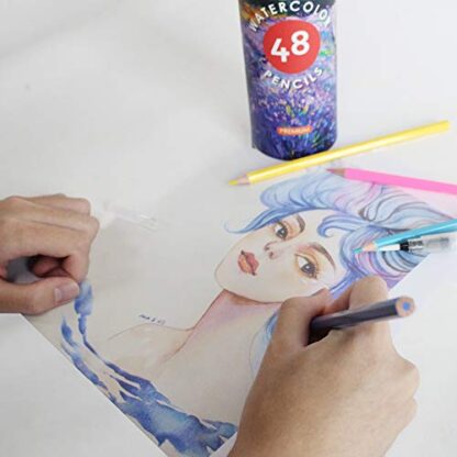 cyper top 48 Watercolor Pencils, Professional Colored Pencils for Adults, kids and Coloring Book, Artist Drawing Pencils with a Water Color Brush for Blending, Sketching, Shading - Image 7