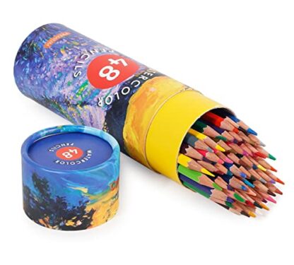 cyper top 48 Watercolor Pencils, Professional Colored Pencils for Adults, kids and Coloring Book, Artist Drawing Pencils with a Water Color Brush for Blending, Sketching, Shading