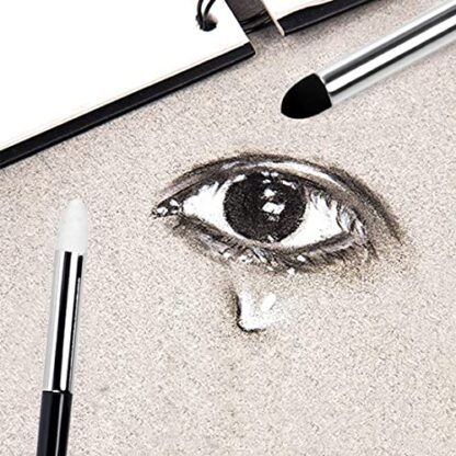 Artist Blending Sponge Pen Dual Tip Washable Sketch Rubbing Sponge Brush Reusable Drawing Art Blenders Tools for Artist Professional Student Sketch Drawing Blending Lightening and Highlight - Image 3