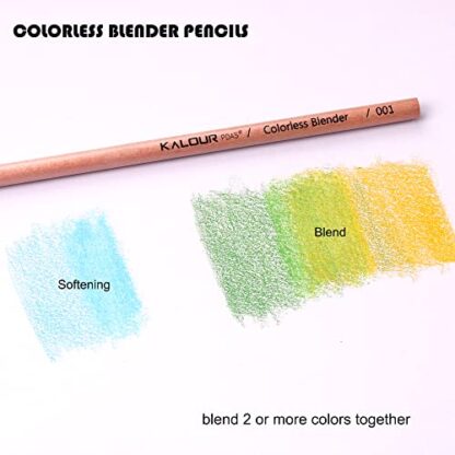KALOUR Colorless Blender and Burnisher Pencils Set,Non-pigmented, Wax Based Pencil,perfect for Blending Softening Edges,ideal for Colored Pencils,Art Supplies for Artists Beginners(6 Pencils Total) - Image 3