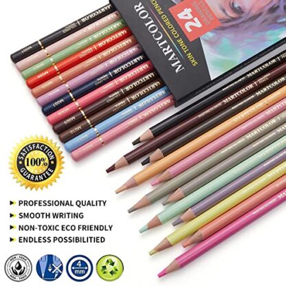 MARTCOLOR 24 Colors Skin Tone Colored Pencils for Portraits and Skintone Artists, Oil Color Pencils for Drawing, Sketching, Adult Coloring, Shading, Layering & Blending - Image 3