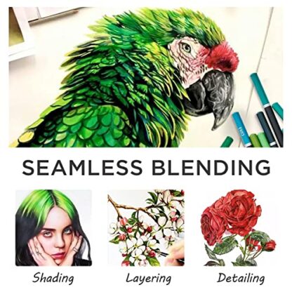 PRINA Art Supplies 120 Colors Colored Pencils Set for Adults Coloring Books with Sketchbook, Professional Vibrant Artists Coloring Pencils for Drawing Sketching Blending Shading, Soft Core Oil Based - Image 4