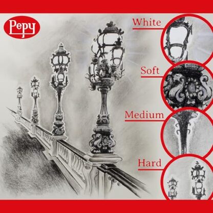 Pepy Professional White Charcoal Pencil Set – Set of 6 Pre-Sharpened White Charcoal Pencils; Perfect for Drawing, Sketching, Blending and Shading - Image 4