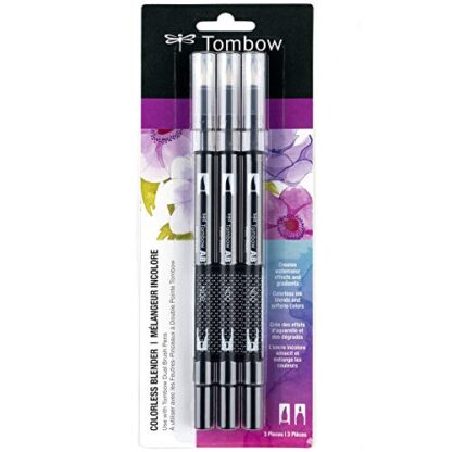 Tombow 66706 Dual Brush Pen Colorless Blender, 3-Pack. Colorless Ink Blends and softens Colors