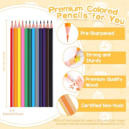 240 Packs Colored Pencils Bulk Classroom, Colored Pencils for Kids 12 Assorted Colors, Coloring Pencil Set Plus 24 Sharpeners, Pre-sharpened Color Pencils, Back to School Supplies Bulk for Teachers - Image 5