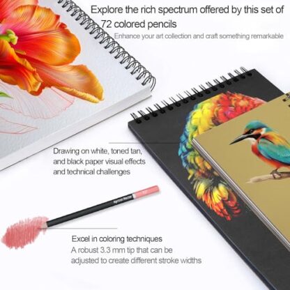 Colored Pencils for Adult Coloring Books, 72 Color Pencils, Professional Art Supplies for Artists, Coloring Pencils for Adults for Beginners and Teens. - Image 6