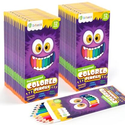 D-FantiX 24 Packs Colored Pencils Bulk, 288 Count Pre-Sharpened Coloring Pencils Set, Back to School Gifts for Students, Elementary Classroom Kindergarten School Supplies for Kids Boys Girls