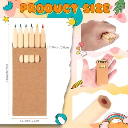 Faccito Mini Drawing Colored Pencils for Kids 3.5 Inch Portable Short Fat 6 Different color Pre Sharpened Pencils in Bulk for Children Painting Classroom School Supplies - Image 3