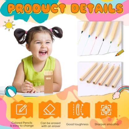 Faccito Mini Drawing Colored Pencils for Kids 3.5 Inch Portable Short Fat 6 Different color Pre Sharpened Pencils in Bulk for Children Painting Classroom School Supplies - Image 5