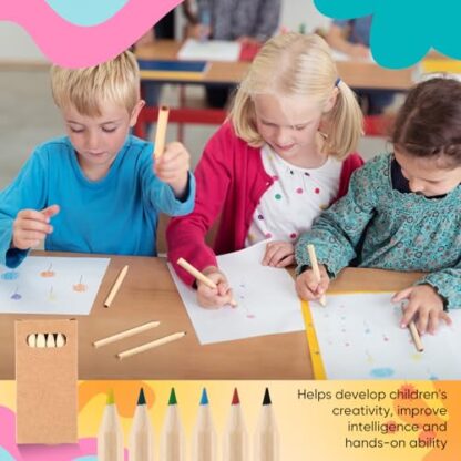 Faccito Mini Drawing Colored Pencils for Kids 3.5 Inch Portable Short Fat 6 Different color Pre Sharpened Pencils in Bulk for Children Painting Classroom School Supplies - Image 7