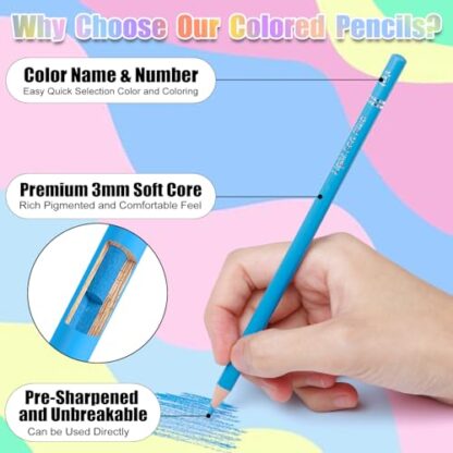 Fenmay 72 Count Colored Pencils for Adult Coloring Books, Soft Core Drawing Sketching Blending Shading Pencils, Color Pencils Set Gift for Beginners Artists - Image 4