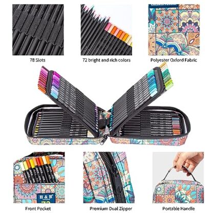 H & B H&B120-Color Colored Pencils Set with Coloring Book, Eraser, and Sharpener - Perfect for Drawing and Coloring - Soft Oil-Based Cores Ideal - Image 3