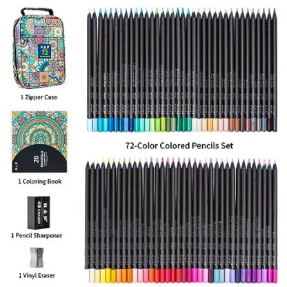 H & B H&B120-Color Colored Pencils Set with Coloring Book, Eraser, and Sharpener - Perfect for Drawing and Coloring - Soft Oil-Based Cores Ideal - Image 7