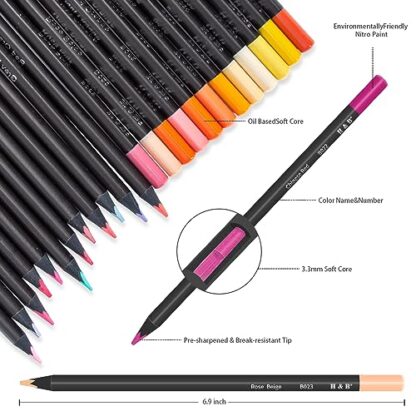 H & B H&B120-Color Colored Pencils Set with Coloring Book, Eraser, and Sharpener - Perfect for Drawing and Coloring - Soft Oil-Based Cores Ideal - Image 8