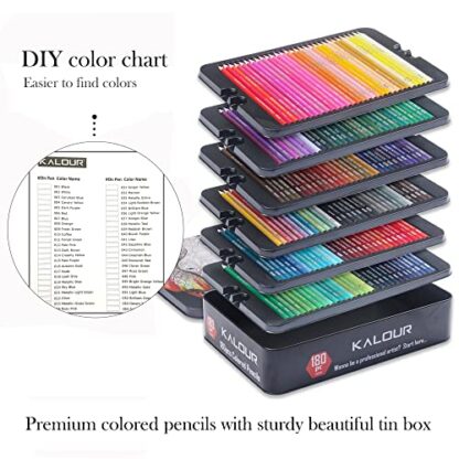KALOUR Professional Colored Pencils,Set of 180 Colors,Artists Soft Core with Vibrant Color,Ideal for Drawing Sketching Shading,Coloring Pencils for Adults Artists Beginners - Image 7