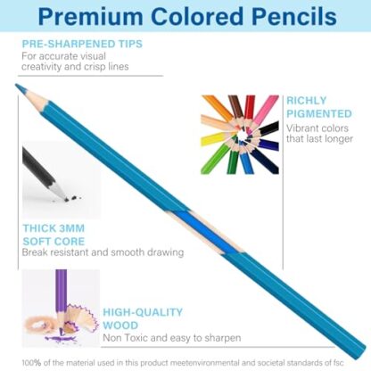 V-Opitos 48 Pack Colored Pencils Set, Pre-sharpened Coloring Pencils for Kids Beginners, Colored Pencils for Adult Coloring Books, Ideal Art Supplies for Sketching, Coloring & Painting - Image 4